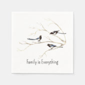 Waterverf Magpie Bird familie is alles Servet (Voorkant)