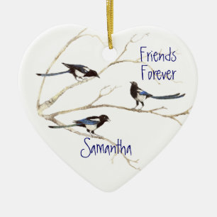Waterverf Magpie Bird Forever Friends Friendship Keramisch Ornament