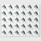 Waterverf Magpie Bird in Flight Natuur Kunst Cadeaupapier (Vlak)