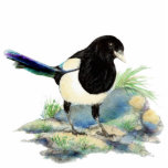 Waterverf Magpie Bird Wildlife, Natuur, Ornament Staand Fotobeeldje<br><div class="desc">Als je een vogelliefhebber bent,  heb je dit ornament van de prachtige ekster nodig in een familie aan een boom. Geweldig cadeau idee voor de natuur,  wilde dieren of vogelliefhebber.</div>