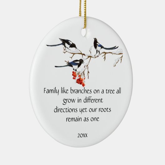 Waterverf Magpie Family Quote Animal Natuur Keramisch Ornament (Rechts)
