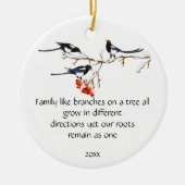 Waterverf Magpie Family Quote Animal Natuur Keramisch Ornament (Voorkant)