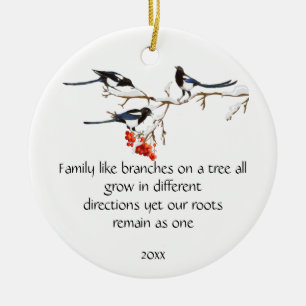 Waterverf Magpie Family Quote Animal Natuur Keramisch Ornament