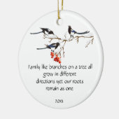 Waterverf Magpie Family Quote Animal Natuur Keramisch Ornament (Links)