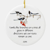 Waterverf Magpie Family Quote Animal Natuur Keramisch Ornament (Achterkant)