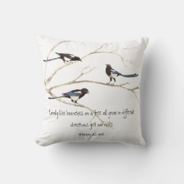 Waterverf Magpie Family Quote Animal Natuur Kussen