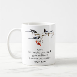Waterverf Magpie Family Quote Animal Natuur Mok