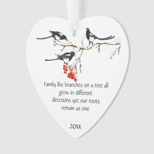 Waterverf Magpie Family Quote Animal Natuur Ornament (voorkant)