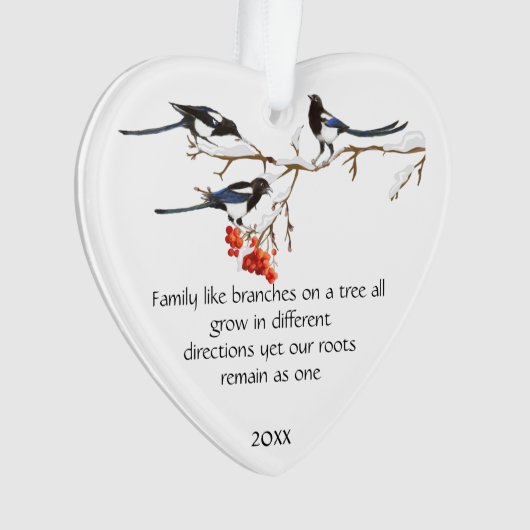 Waterverf Magpie Family Quote Animal Natuur Ornament (voorkant)