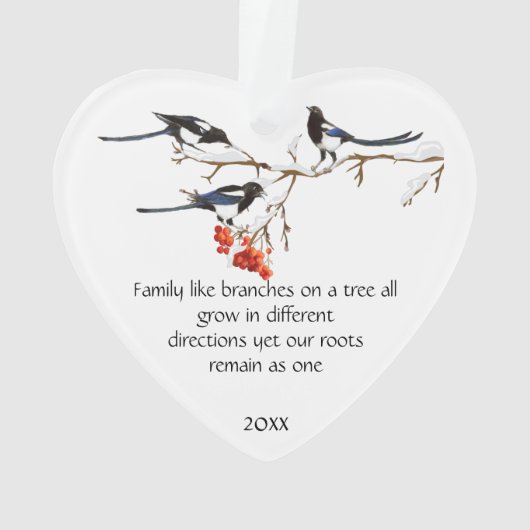 Waterverf Magpie Family Quote Animal Natuur Ornament (achterkant)