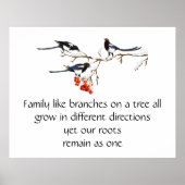 Waterverf Magpie Family Quote Animal Natuur Poster (Voorkant)