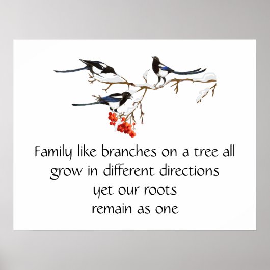 Waterverf Magpie Family Quote Animal Natuur Poster (Voorkant)