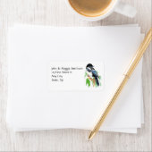 Waterverf Magpie Garden Bird Custom Address Etiket (Insitu)