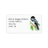 Waterverf Magpie Garden Bird Custom Address Etiket (Voorkant)
