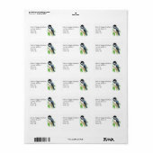 Waterverf Magpie Garden Bird Custom Address Etiket (Full Sheet)