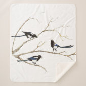 Waterverf Magpie Garden Bird Wildlife Art Sherpa Sherpa Deken (Voorkant)