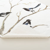 Waterverf Magpie Garden Bird Wildlife Art Sherpa Sherpa Deken (3/4)