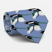 Waterverf Magpie in Flight Garden Vogelkunst Stropdas (Opgerold)