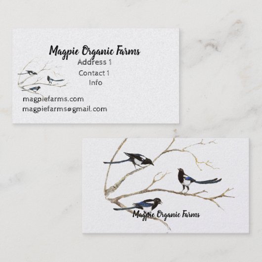 Waterverf Magpie Organic Boerderijen Visitekaartje (Voorkant / Achterkant)