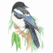 Waterverf Magpie Tuin Vogel Natuur Kunst Sticker (Voorkant)