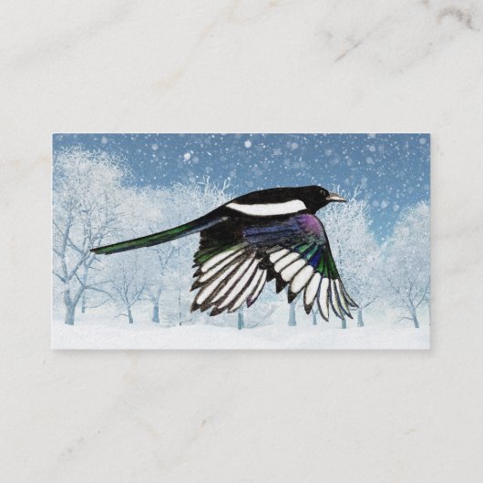 Waterverf Magpie, Vogel, Natuur, Wilde dieren Visitekaartje (Achterkant)