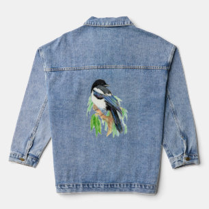 Waterverf Magpie Wildlife Natuur Vogelkunst Denim Jacket