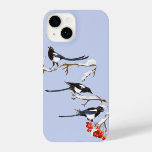 Waterverf Magpies Garden Bird Natuur Art iPhone 14 Hoesje