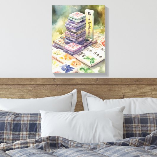 Waterverf Mahjong Art Canvas Afdruk (Insitu (Slaapkamer))
