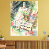Waterverf Mahjong Art Canvas Afdruk (Insitu (Woonkamer))
