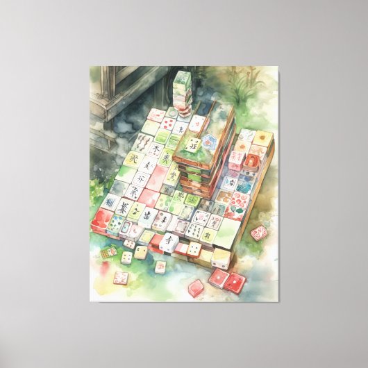 Waterverf Mahjong Art Canvas Afdruk (Voorkant)