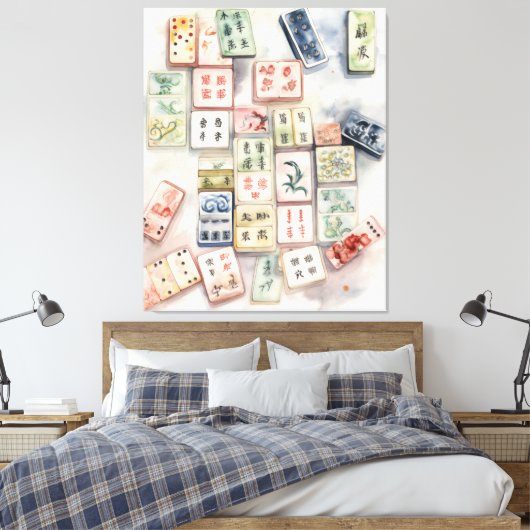 Waterverf Mahjong Art Print (Insitu (Slaapkamer))