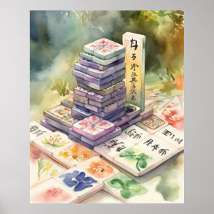 Waterverf Mahjong Art Print
