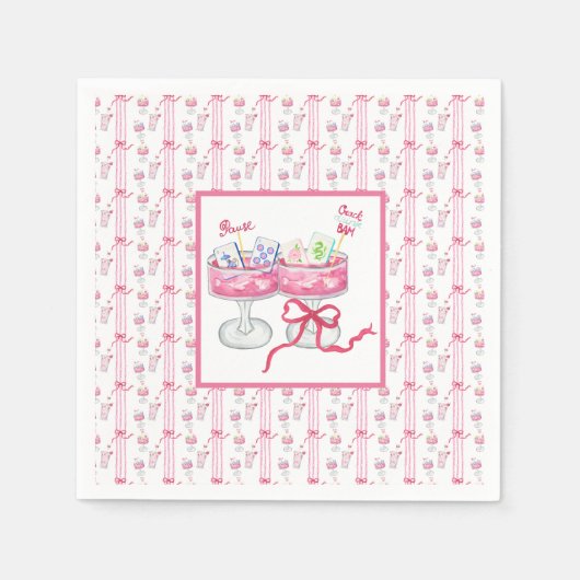 Waterverf Mahjong Grandmillennial Cocktail Party Servet (Voorkant)