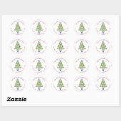 Waterverf Mahjong Kerstboom Adres Ronde Sticker (Vel)