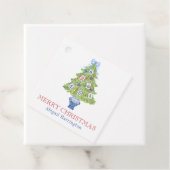 Waterverf Mahjong kerstboom Bedankjes Labels (In situ)