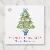 Waterverf Mahjong kerstboom Bedankjes Labels (Voorkant)