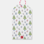 Waterverf Mahjong kerstboom Cadeaulabel (Achterkant)