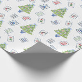Waterverf Mahjong kerstboom Cadeaupapier (Hoek)