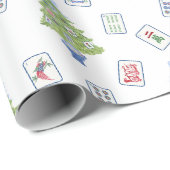 Waterverf Mahjong kerstboom Cadeaupapier (Rol Hoek)