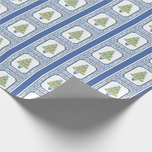 Waterverf Mahjong kerstboom Cadeaupapier (Hoek)