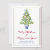 Waterverf Mahjong kerstboom Feestdagenkaart (Voorkant)