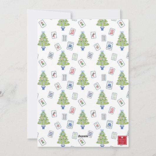 Waterverf Mahjong kerstboom Feestdagenkaart (Achterkant)