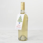 Waterverf Mahjong kerstboom Flessenhanger (Schuin)