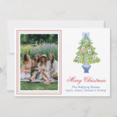 Waterverf Mahjong Kerstboom Foto Feestdagenkaart (Voorkant)