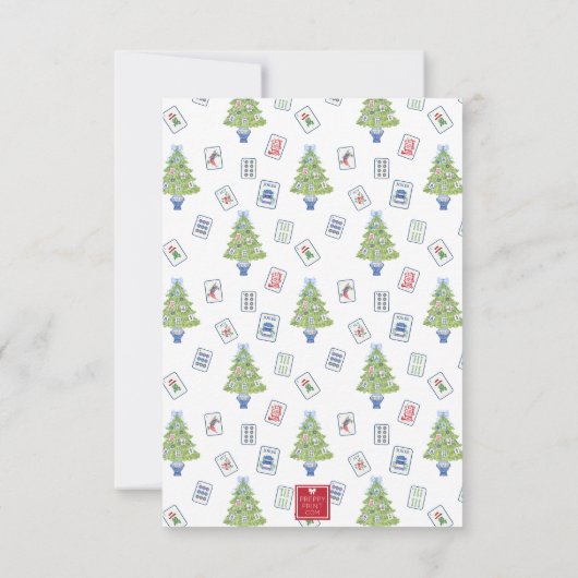 Waterverf Mahjong kerstboom gepersonaliseerd Notitiekaartje (Achterkant)