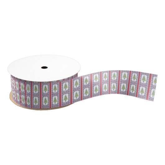 Waterverf Mahjong kerstboom Grosgrain Lint (Spoel)