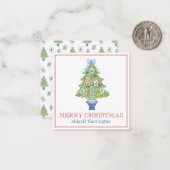 Waterverf Mahjong kerstboom Notitiekaartje (Voorkant / Achterkant in situ)