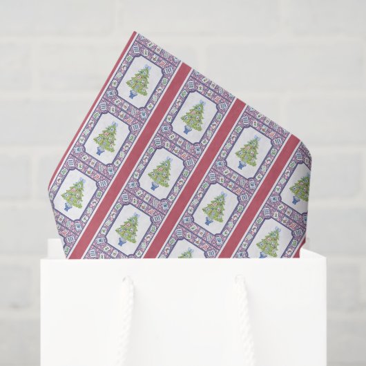 Waterverf Mahjong kerstboom Tissuepapier (Cadeauzakje)