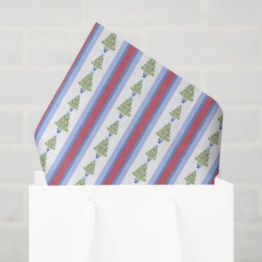 Waterverf Mahjong kerstboom Tissuepapier (Cadeauzakje)