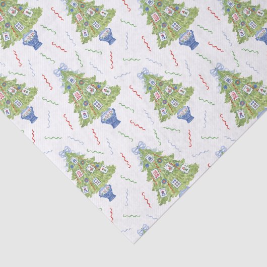 Waterverf Mahjong kerstboom Tissuepapier (Detail)